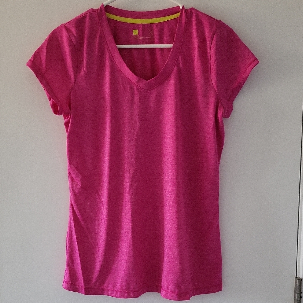 Xerion V-Neck Performance Short Sleeve Top - Fuchsia Pink